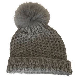 THE Cashmere Project Pom Pom Beanie Hat in Flannel Gray One Size